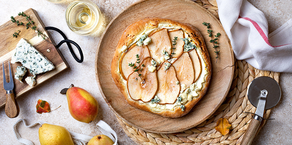 Handmade Pizza with Gorgonzola DOP Piccante Riserva, Ricotta and Pear Recipe