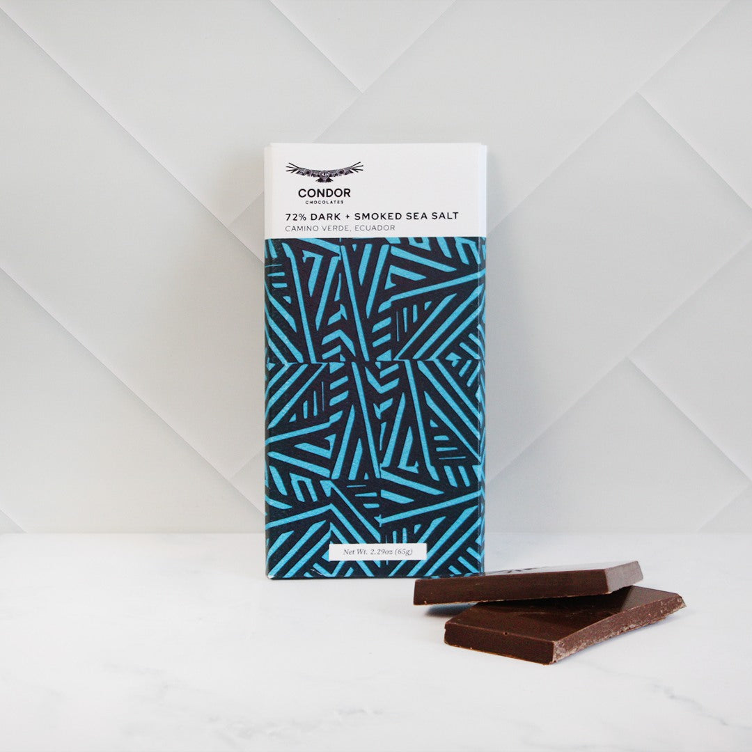 Dark Chocolate Bar, 72% + Smoked Sea Salt - Condor 2.29oz