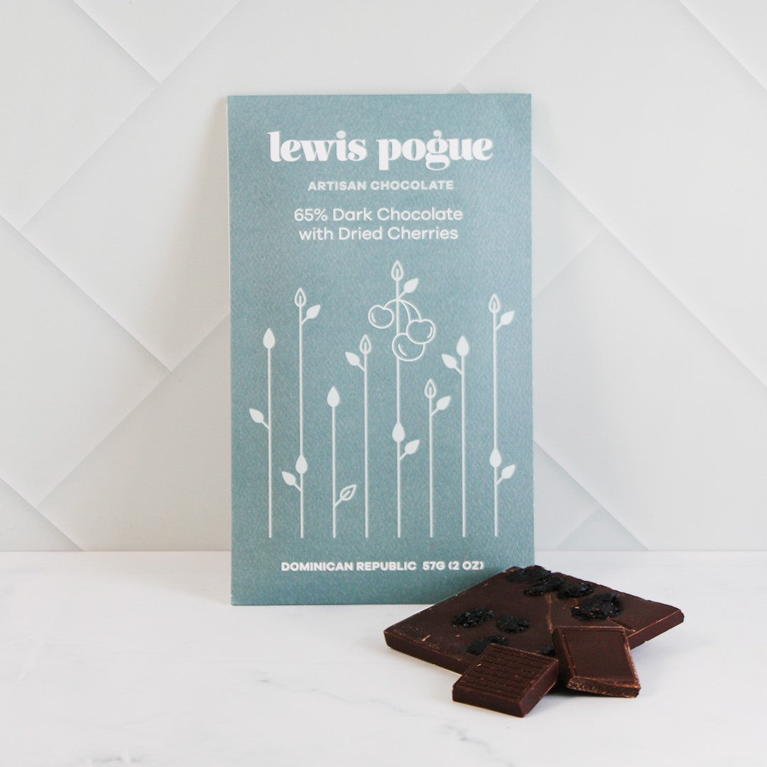 65% Dark Choc w/Dried Cherries 57 gr - Lewis Pogue