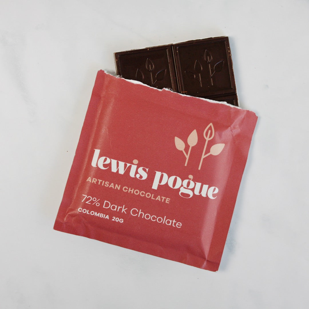 72% Dark Choc Bar 20 gr - Lewis Pogue