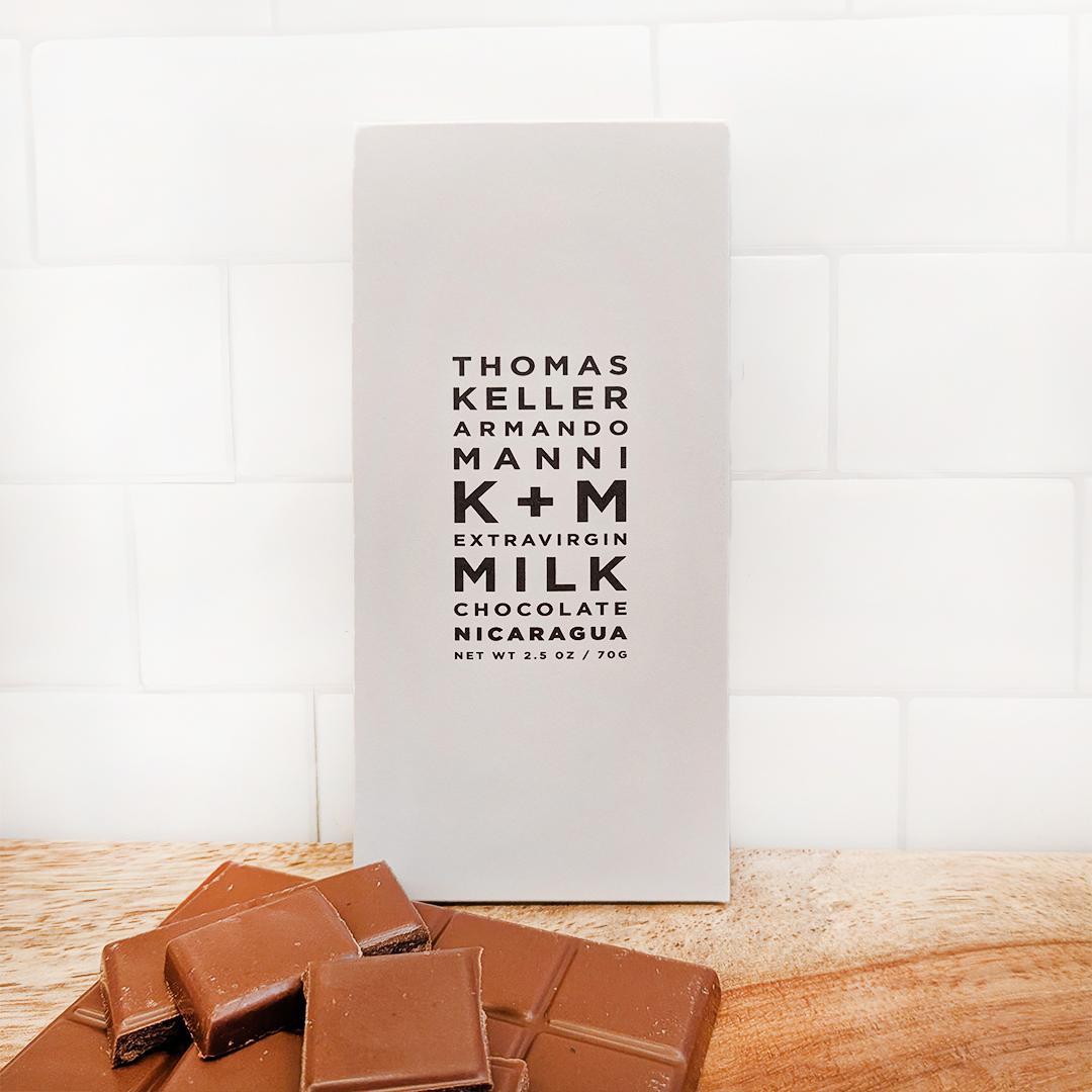 K + M Extra Virgin Nicaragua Milk Chocolate Bar 2.5oz